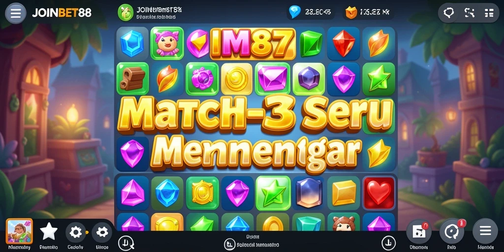 Screenshot dari gameplay seru di JOINBET88 menunjukkan mencocokkan elemen berwarna.