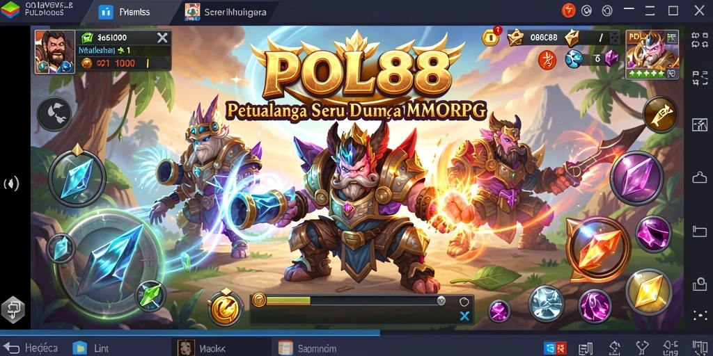 Tangkapan layar menampilkan aksi epik dalam gameplay MMORPG POL88.